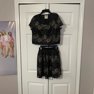 matching shirt and skirt floral black and gold